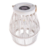 DÉCOLOR SOLAIRE LED "KORBINIAN" pour le jardin et la terrasse en bois et en rotin de nature, lampe solaire 34 cm de haut