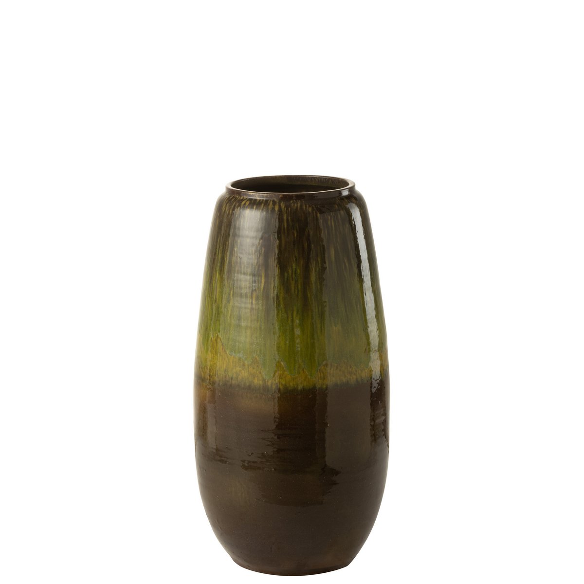 Vase en céramique vert J-Line, 64 cm de haut, design moderne