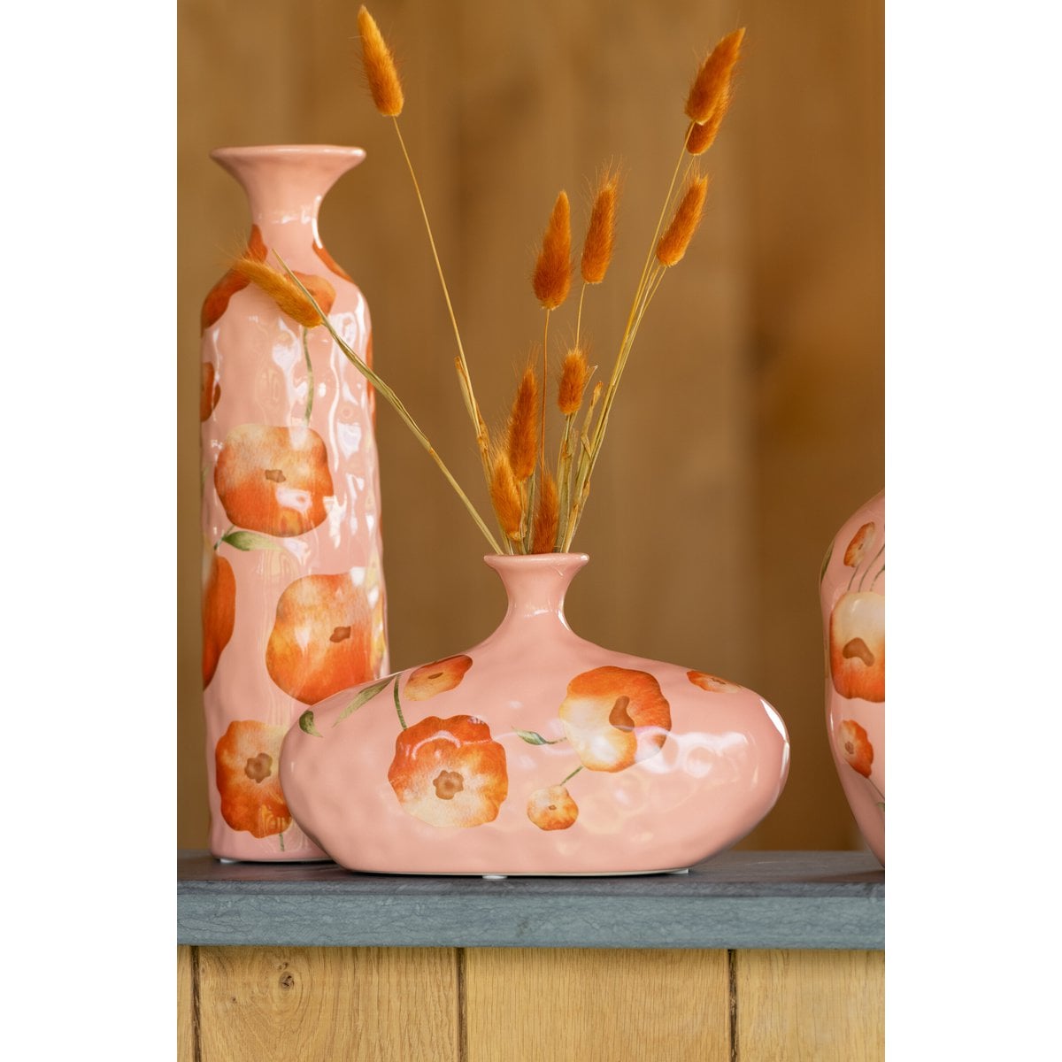 Bouquet de fleurs séchées J-Line avec queue de lièvre orange