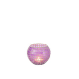 Détails du bougeoir J-Line Mosaic Round en verre violet, éclairage doux