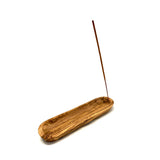 Porte-encens ovale lisse 30 cm en bois d'olivier