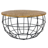 Table basse ronde durable Lexington ø 75 cm treillis métallique fil métallique table de salon en bois massif