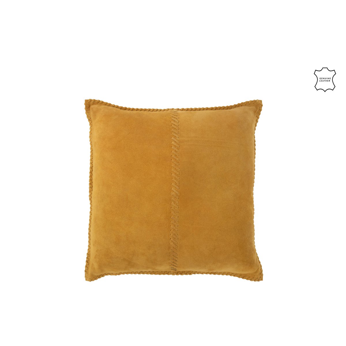 Coussin J-Line Middle Line en cuir moutarde, vue avant