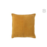 Coussin J-Line Middle Line en cuir moutarde, vue avant