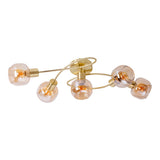 Le plafonnier / plafond "en laiton" Libby ", lampe au plafond classique en métal de couleur en laiton et en verre teinté en ambre, avec socket E14, pour salle à manger, salon, couloir ou bureau, 65,5 cm de long