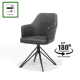 Chaise de bras Calvin tournant en tissu noir ukfr anthracite douce