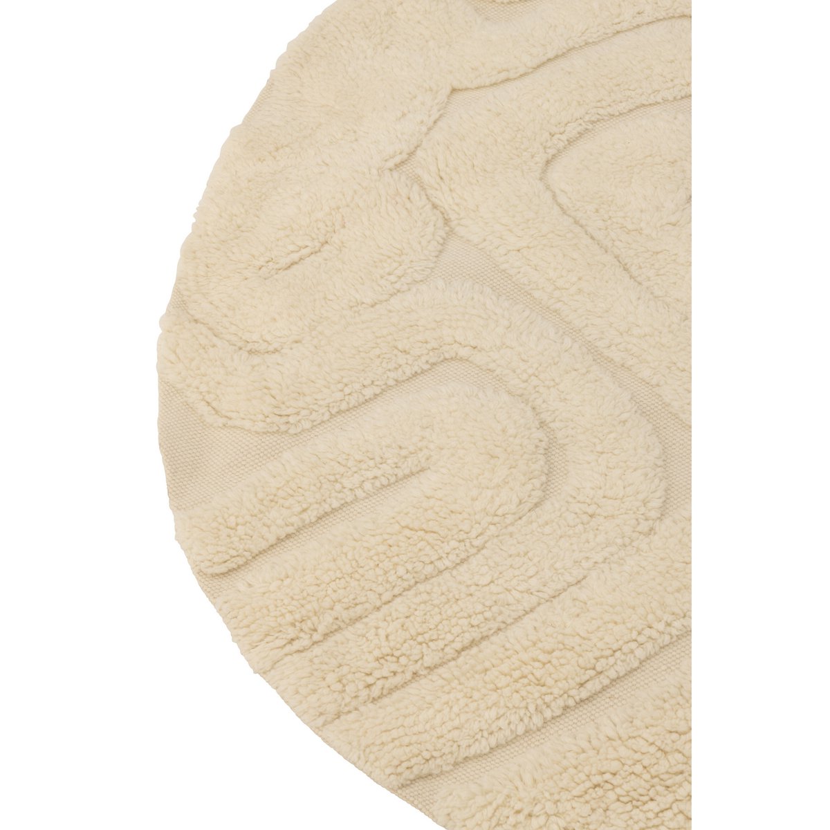 Tapis J-Line Abstract Lines Rond en laine écru, vue de dessus