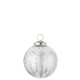 Boule de Noël Stripe J-Line en verre transparent avec motifs argentés, élégante et scintillante