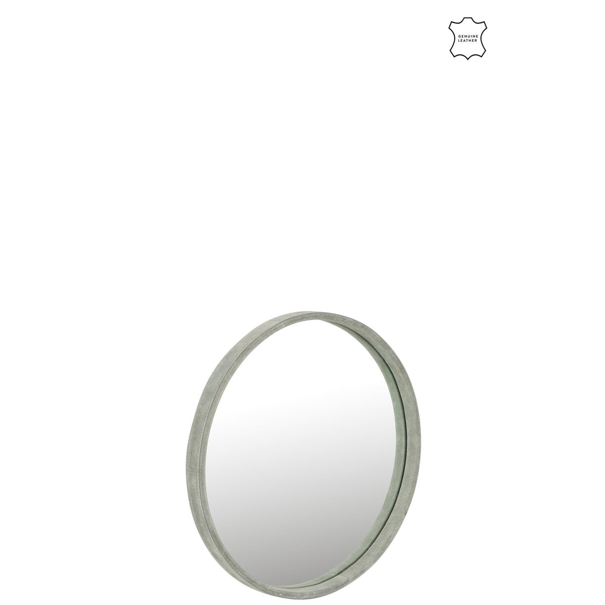 Miroir J-Line Round en cuir vert, ambiance chic et moderne