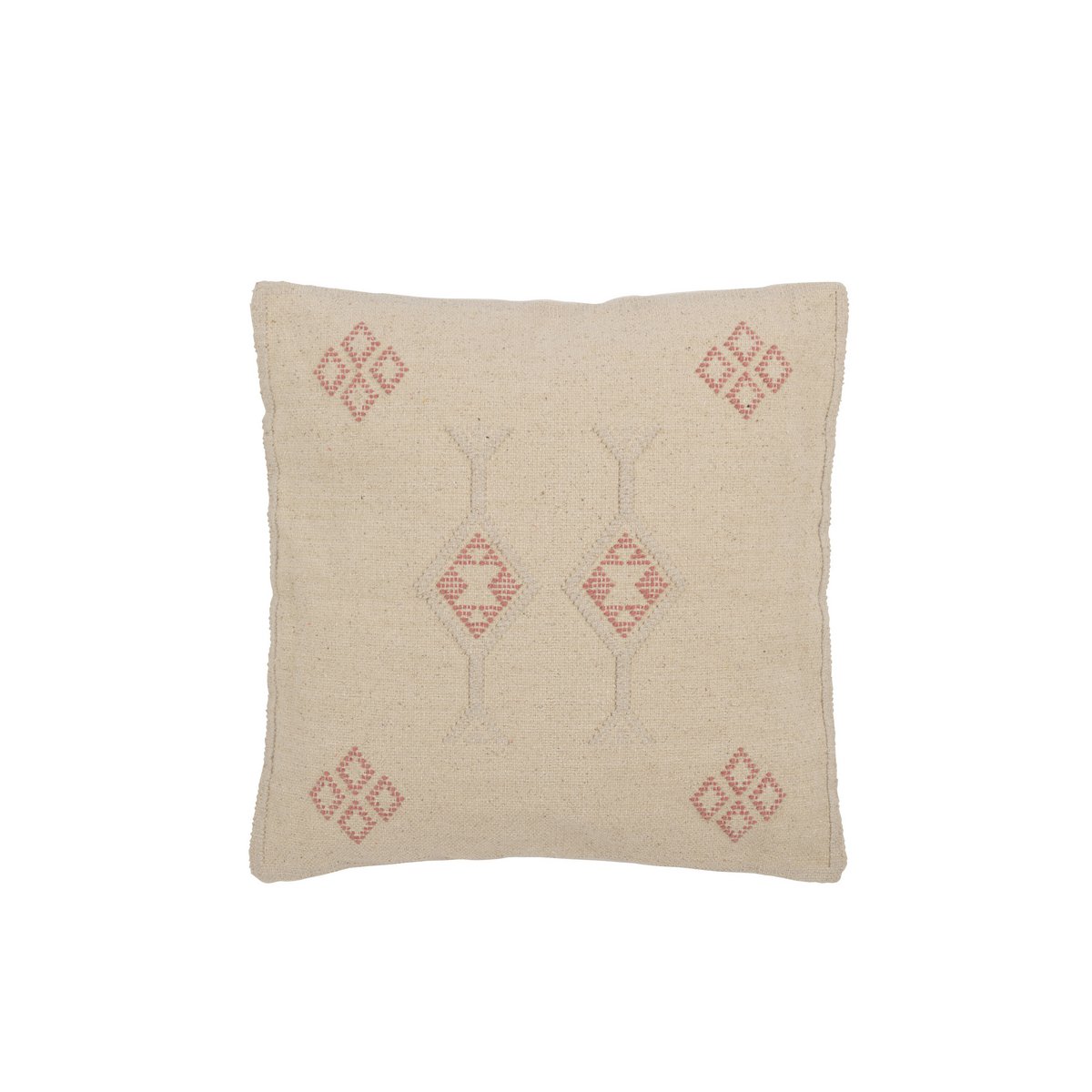 Coussin J-Line en coton crème et rose, ambiance intérieure