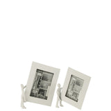Cadre photo J-Line blanc en aluminium avec figurine, vue de face