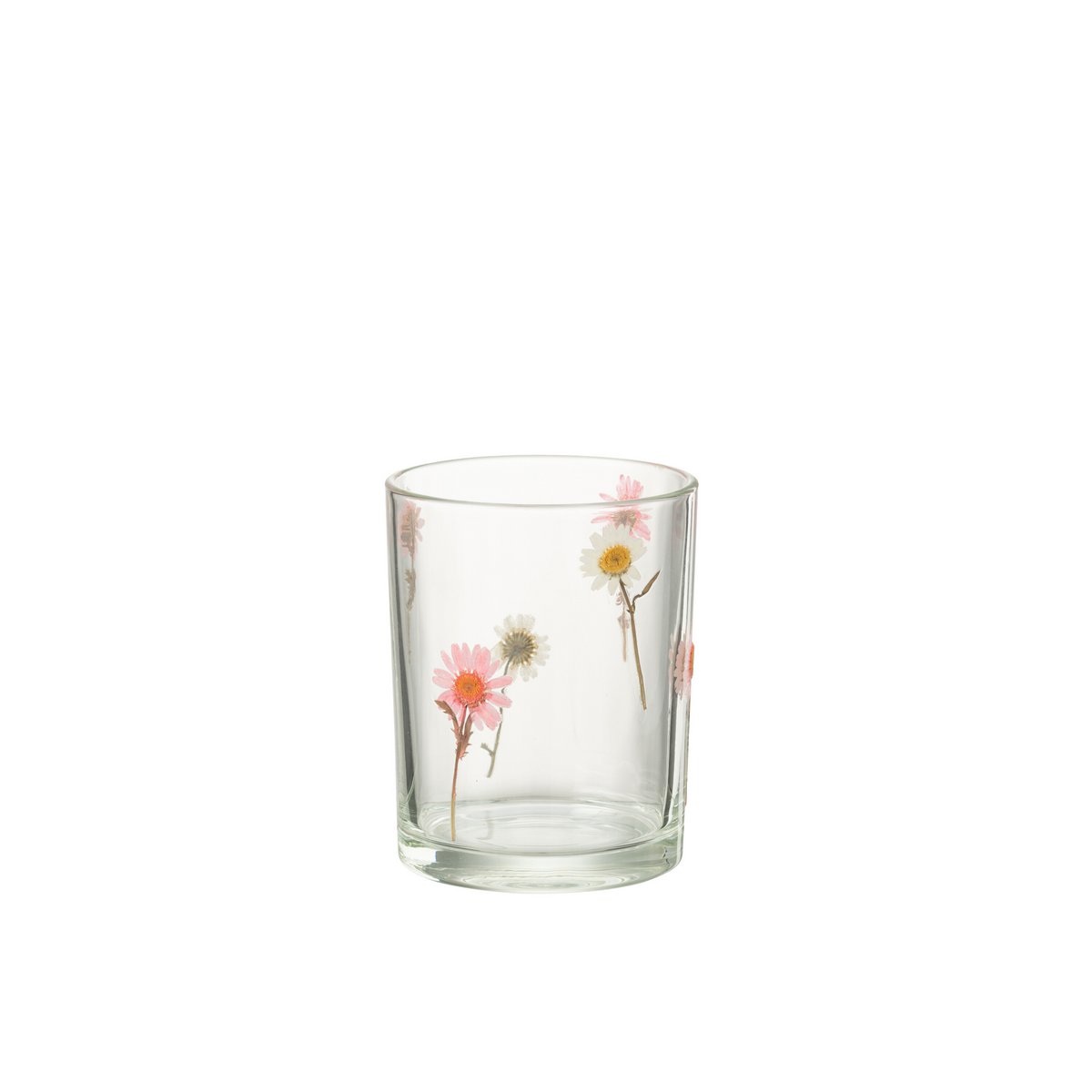 Lanterne Peggy Fleurs en verre, vue de face avec motifs colorés