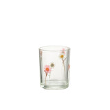 Lanterne Peggy Fleurs en verre, vue de face avec motifs colorés