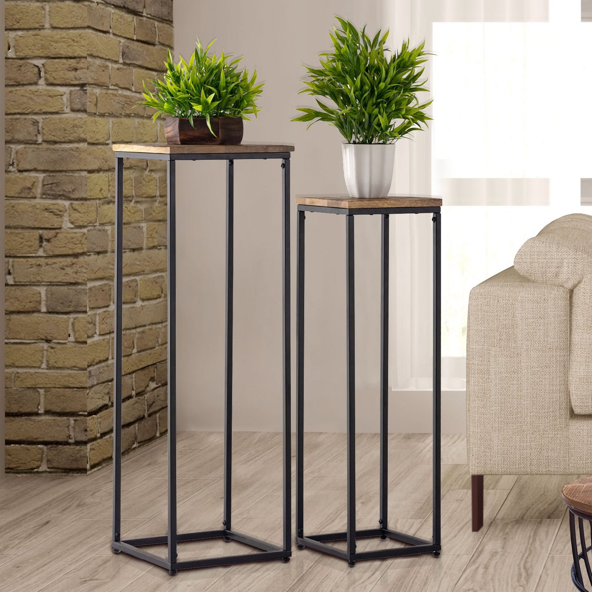 Colonne de fleurs en bois recyclé - vue avant