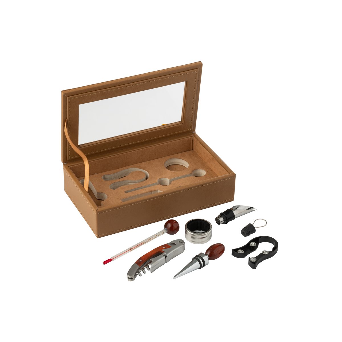 Accessoires à vin en bois marron du coffret J-Line