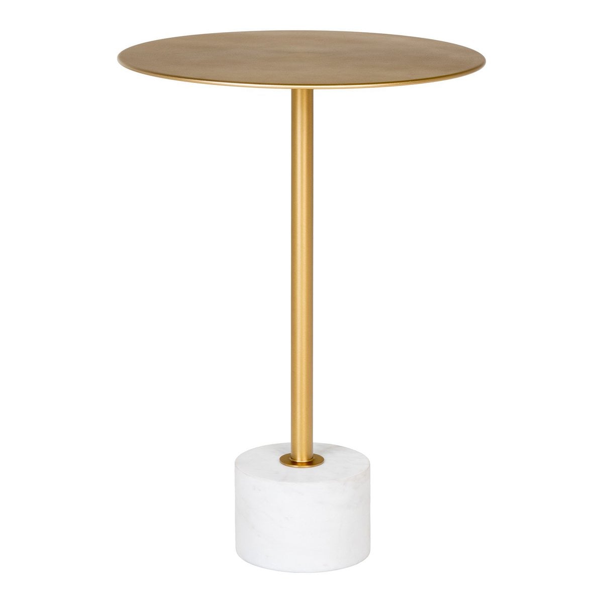 Table d'appoint Lecco avec plateau en marbre blanc et structure en laiton