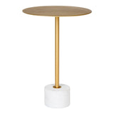 Table d'appoint Lecco avec plateau en marbre blanc et structure en laiton