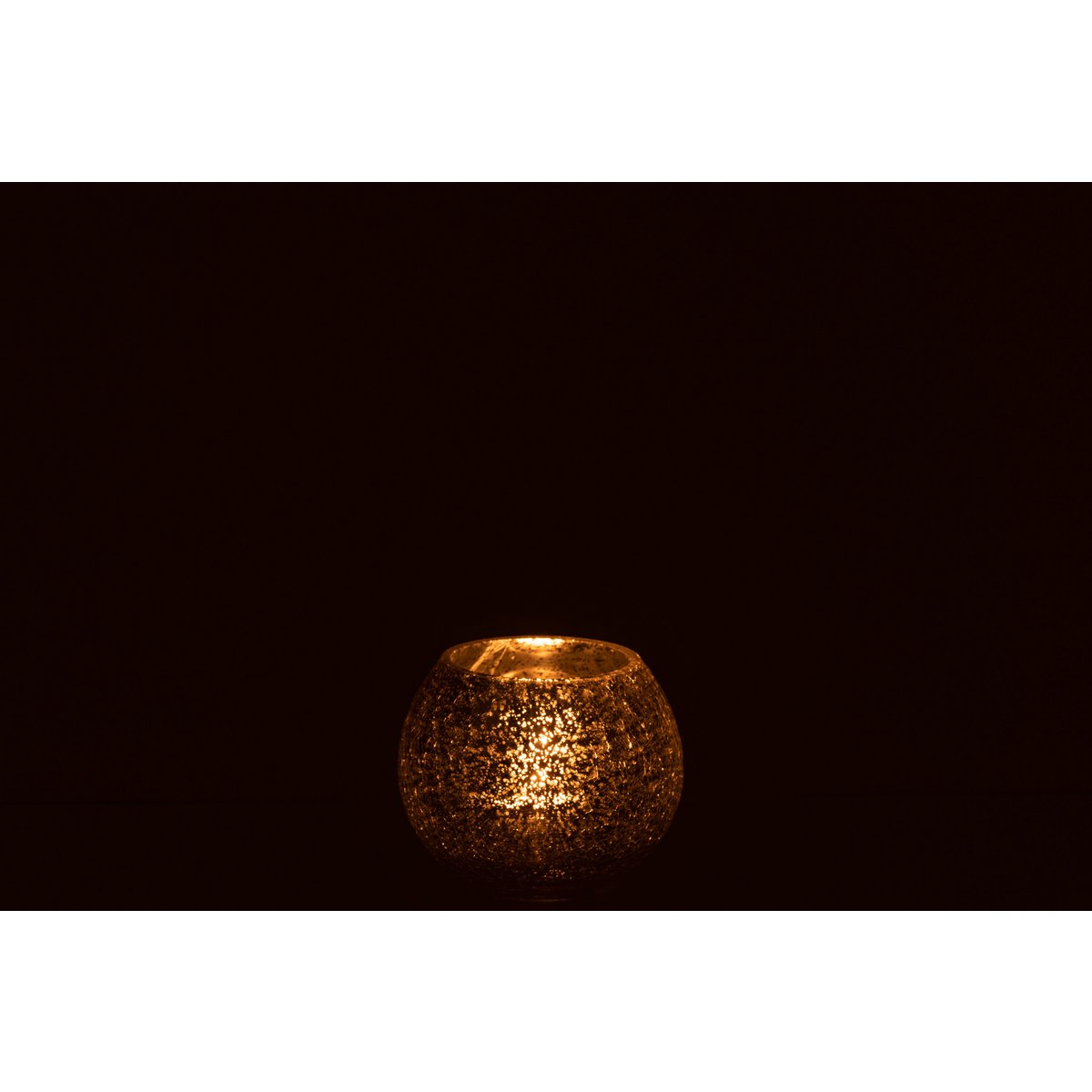Photophore craquelé en verre argenté J-Line, détail du motif