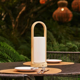 Lampe de table rechargeable en bois marron clair Evie