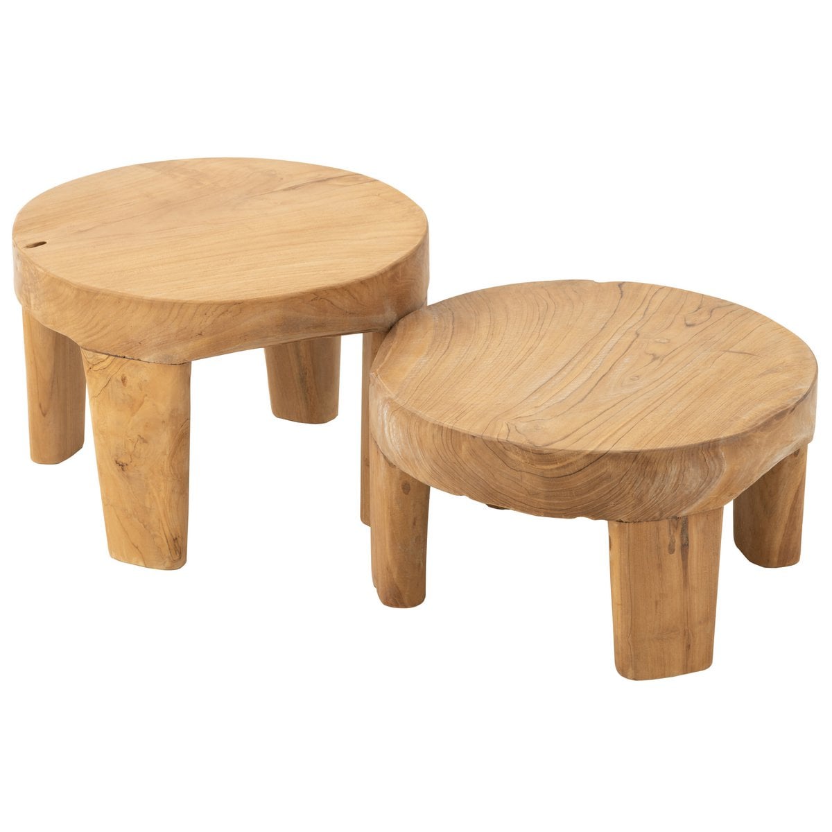 Lot de 2 tables J-Line en bois naturel