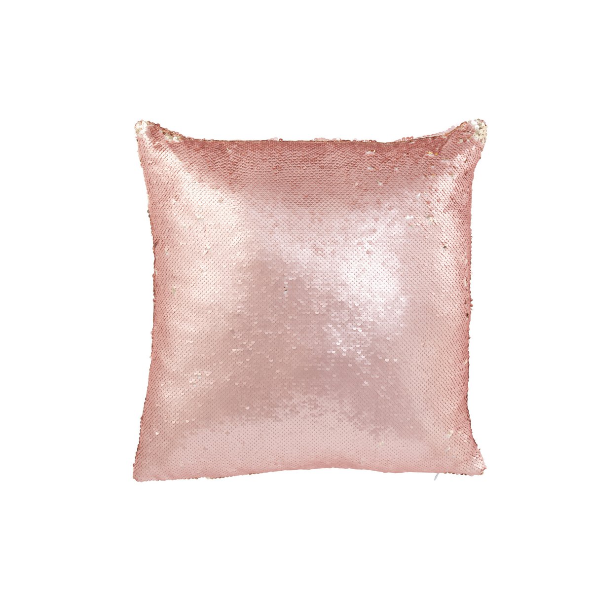 Coussin J-Line réversible en rose et champagne, mise en scène déco