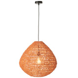 Plafonnier J-Line en métal torsadé orange, vue de face