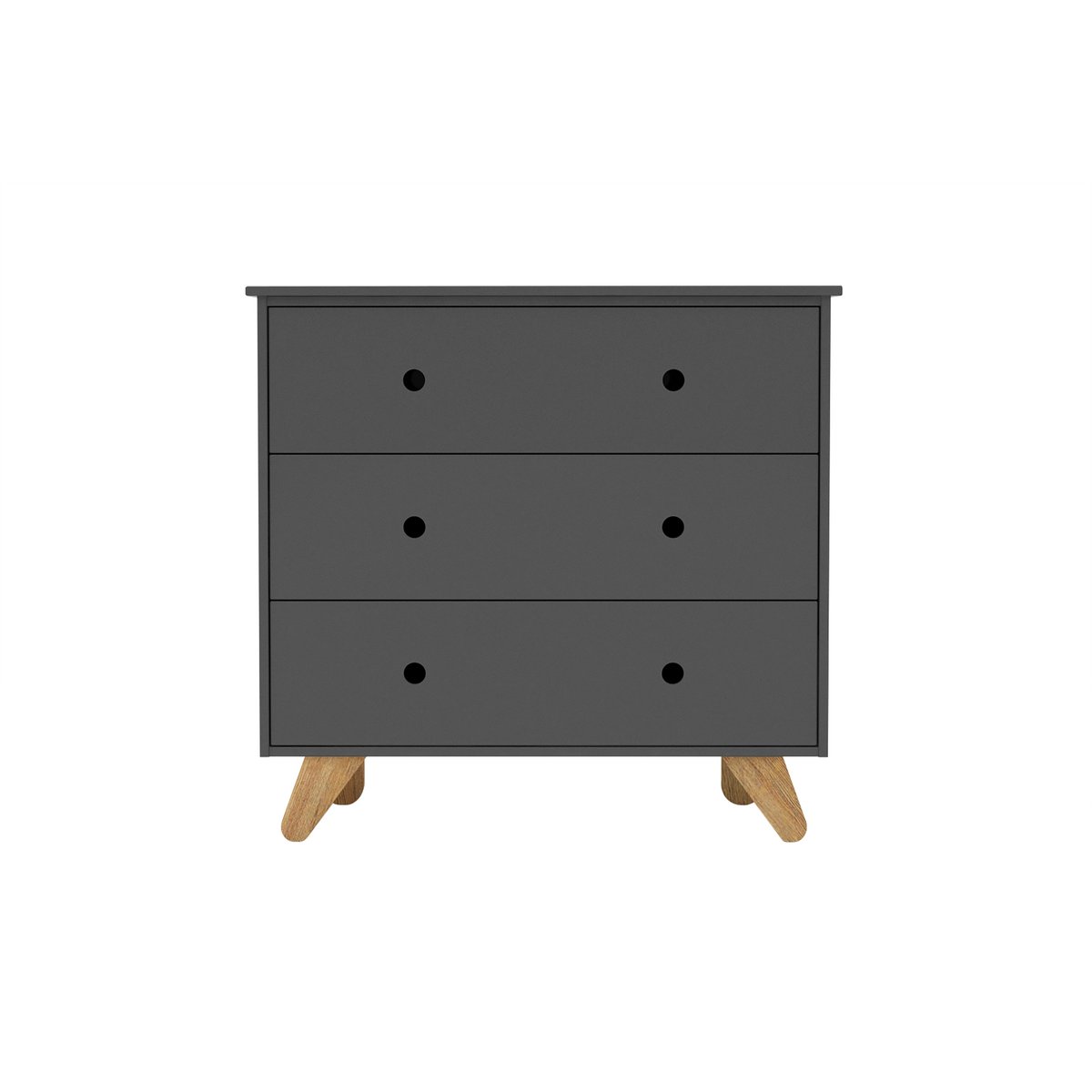 Commode scandinave Moebilia avec trois tiroirs et pieds en bois de pin