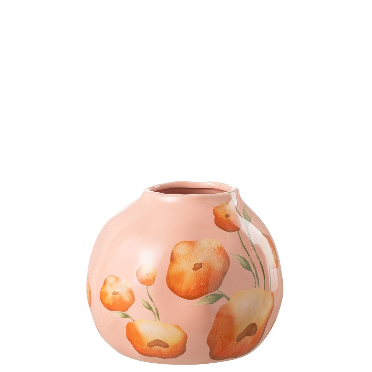 Vase J-Line en céramique saumon, vue de face avec détails de texture