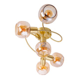 Le plafonnier / plafond "en laiton" Libby ", lampe au plafond classique en métal de couleur en laiton et en verre teinté en ambre, avec socket E14, pour salle à manger, salon, couloir ou bureau, 65,5 cm de long