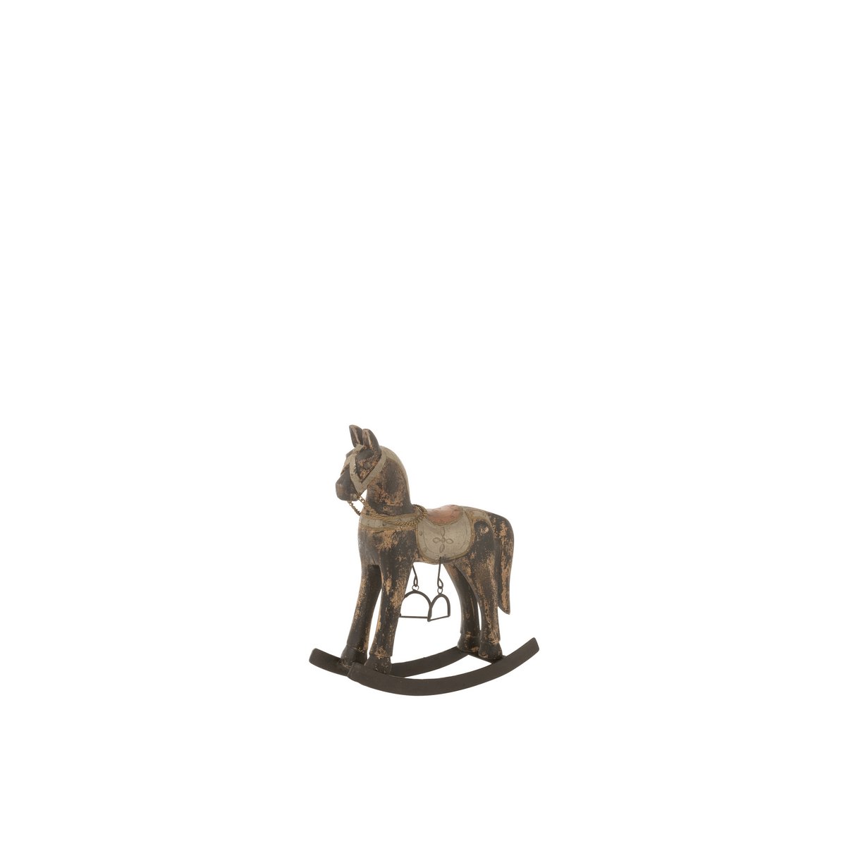 Cheval à bascule J-Line en bois de manguier et métal, vue de face