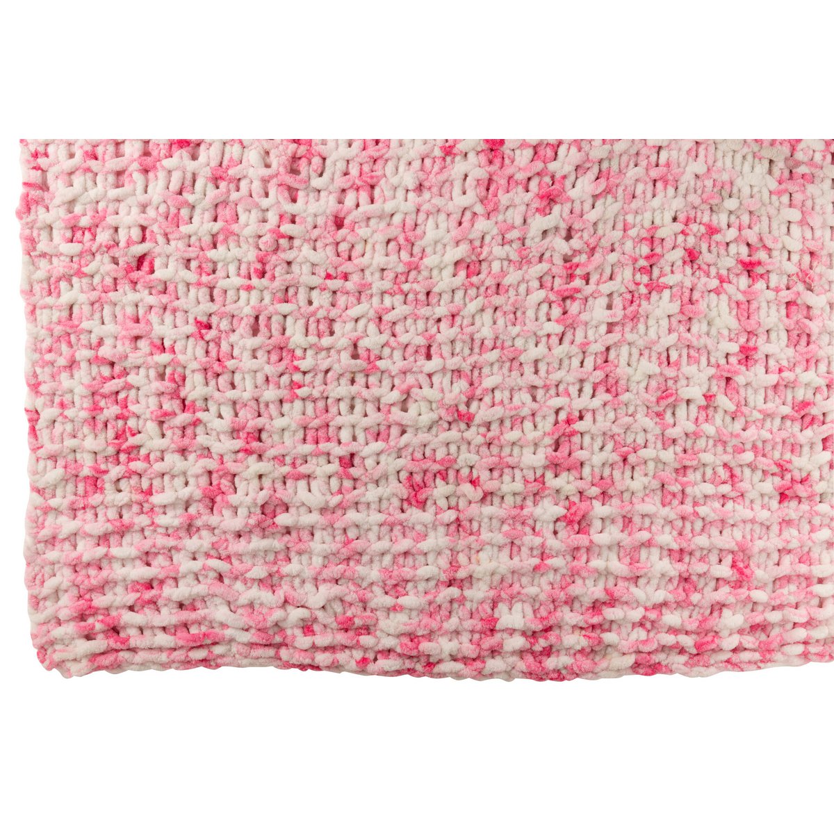 Couverture J-Line tricotée en rose et blanc, design élégant et douillet