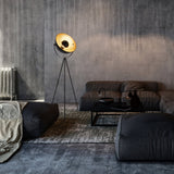 Lampe debout à trois pattes "Bernice", lampadaire en noir et or avec une douille E27, l'éclairage pour le salon, la salle à manger ou le bureau