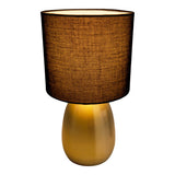 Lampe de table "Aurum" 33 cm de haut en or / noir, en métal et textile, avec version E14, éclairage pour salle à manger, salon, couloir ou bureau