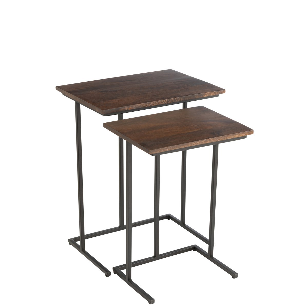 Table d'appoint J-Line en métal noir et bois mangohout, détail