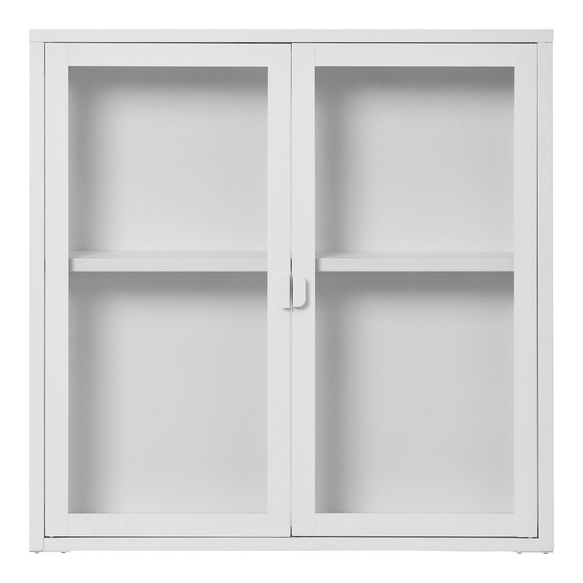 Vitrine suspendue Brisbane avec portes vitrées et cadre en acier blanc