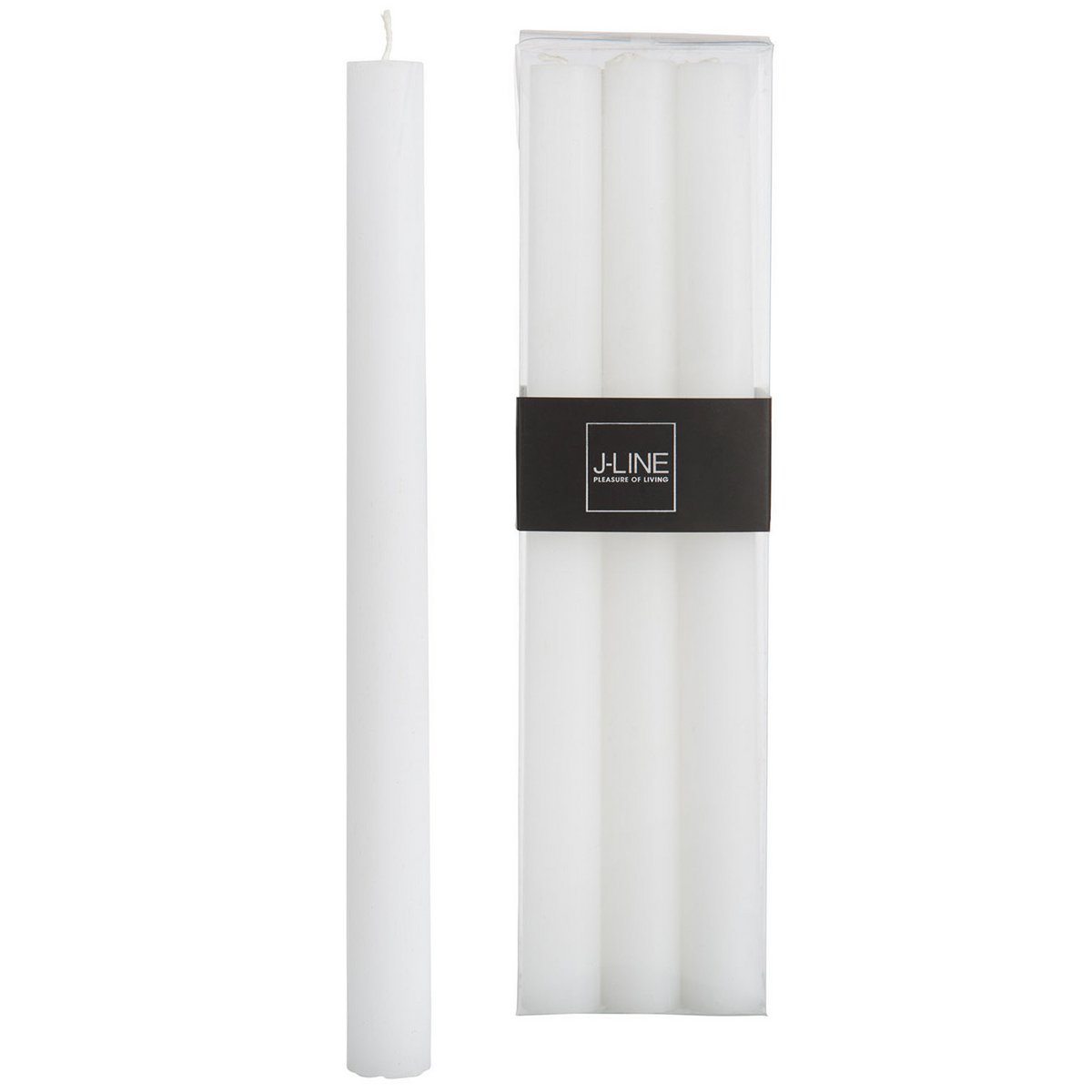 Bougie de table J-Line blanche, élégante et cylindrique, sur fond neutre