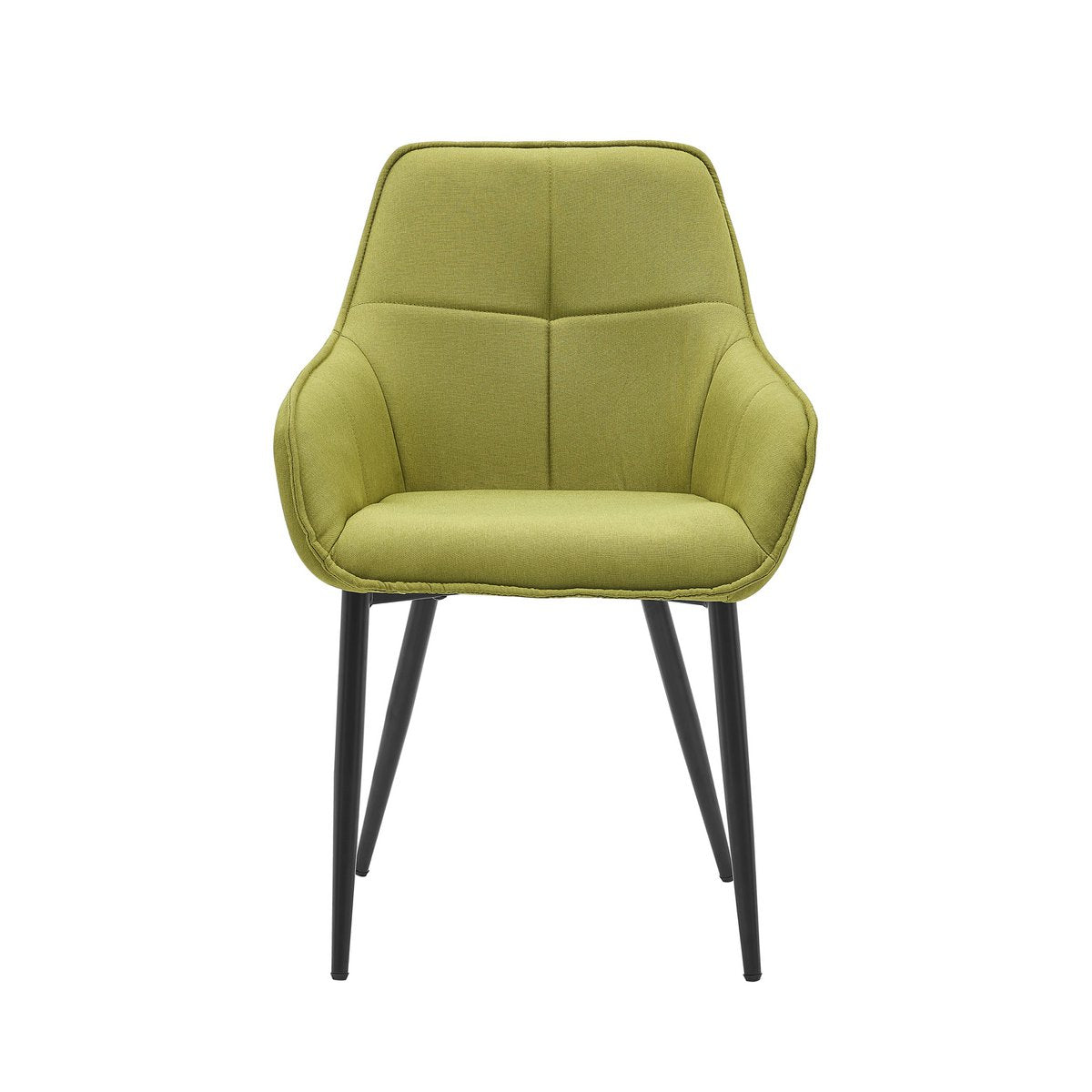 Fauteuil lin vert Moebilia avec accoudoirs et dossier matelassé