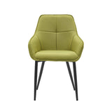 Fauteuil lin vert Moebilia avec accoudoirs et dossier matelassé