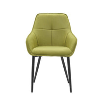 Fauteuil lin vert Moebilia avec accoudoirs et dossier matelassé