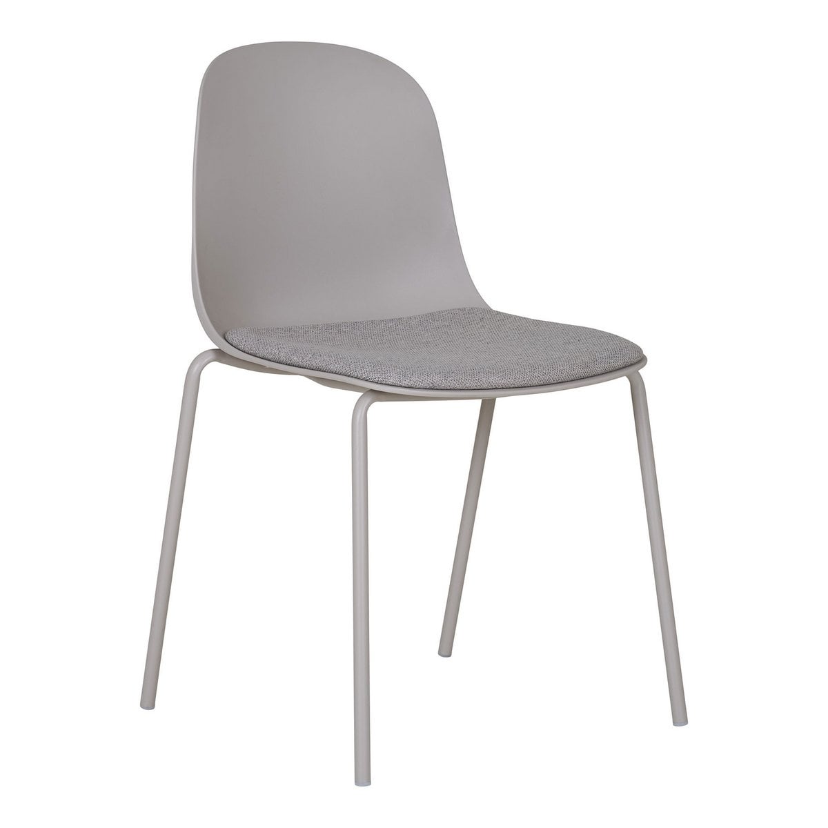 Chaise Madalena en tissu gris clair avec pieds en métal, vue de face