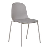 Chaise Madalena en tissu gris clair avec pieds en métal, vue de face