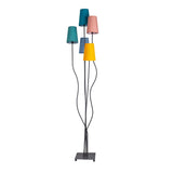 Lampe debout "Colora", lampadaire avec parapluies textiles colorés, socket 5x E14, pour salle à manger, salon, couloir ou bureau, 163 cm de haut