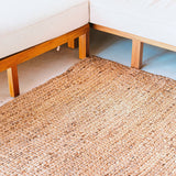 Tapis boho carré en fibres naturelles - tapis de sol tissé à la main - tapis brun rectangulaire - grand tapis de jacinthe d'eau 180x115 cm Sawah