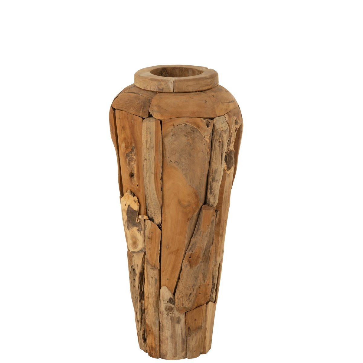 Vase en teck J-Line - Détails du design et des matériaux naturels