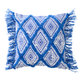 Coussin J-Line motif oriental - coton - bleu/blanc