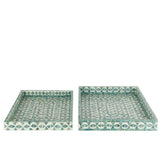 Coffret de 2 plateaux Parel Azur, dimensions généreuses, ambiance chic.