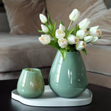 Lot de 2 photophores en verre vert