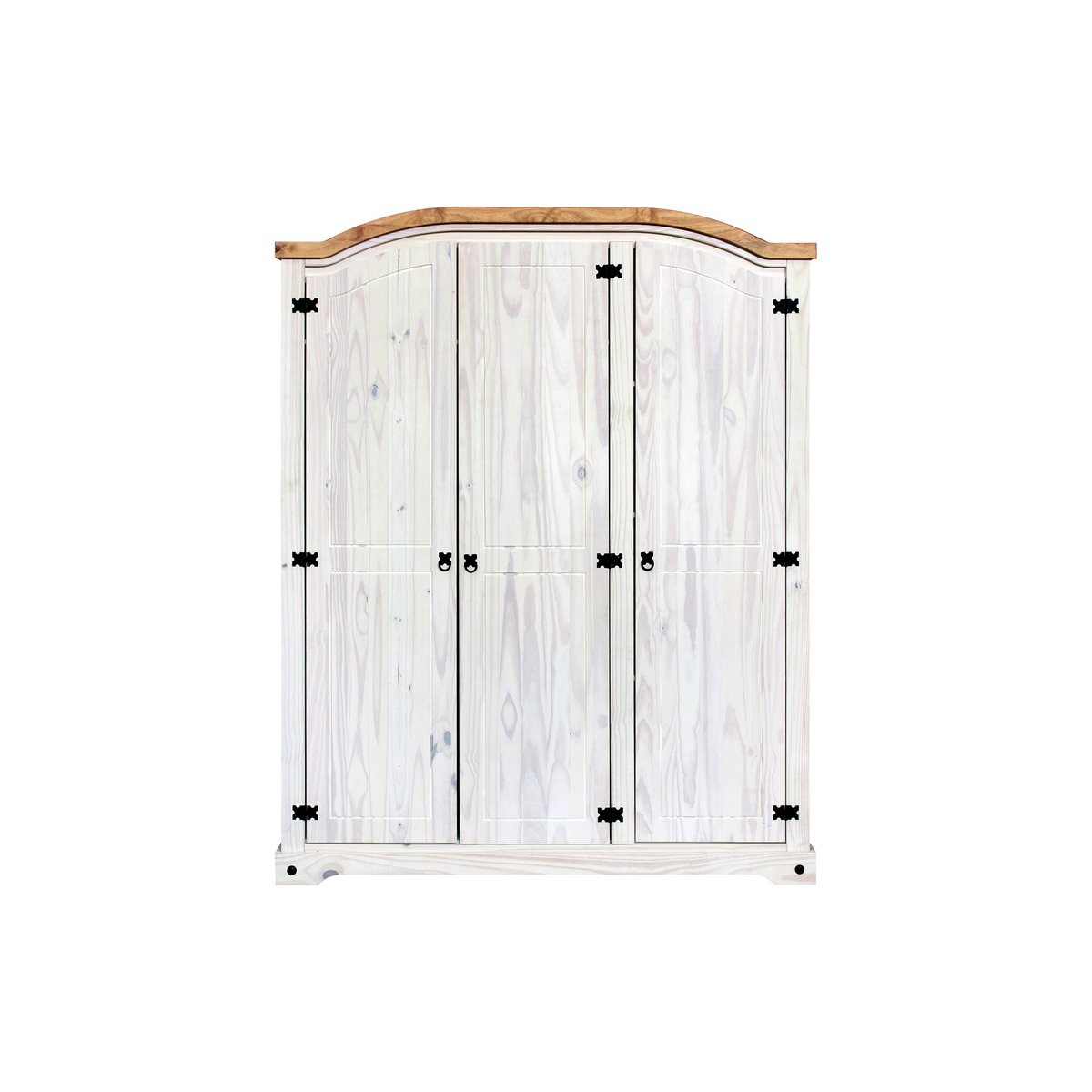 Armoire en bois massif à trois portes avec finition noire et blanche