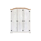 Armoire en bois massif à trois portes avec finition noire et blanche