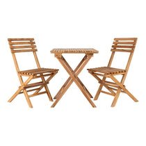 Ensemble Cuenca Café en teck naturel avec deux chaises et une table